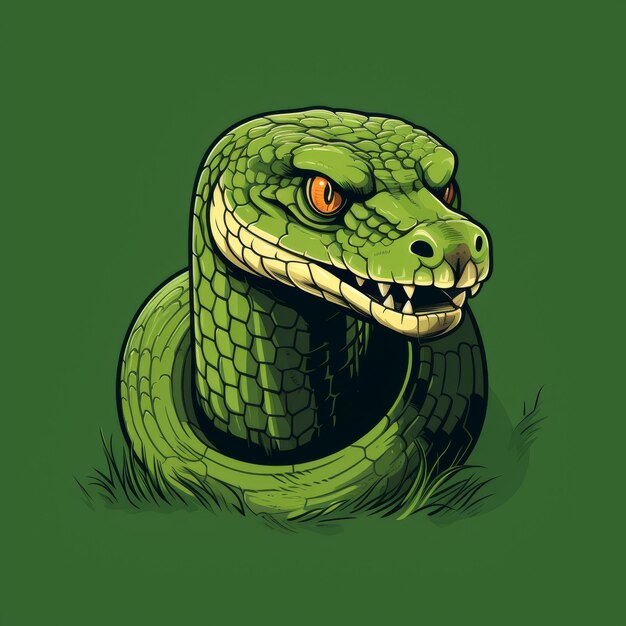 Una serpiente verde con la boca abierta y los ojos abiertos