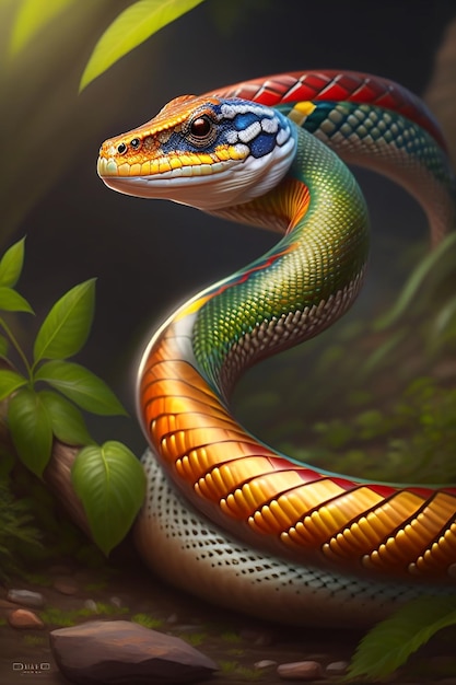 serpiente verde serpiente de colores