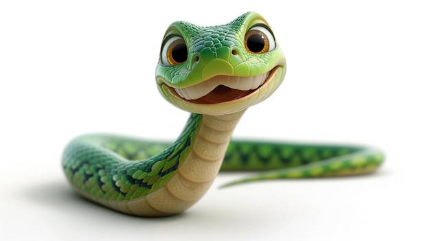 Foto una serpiente verde sobre un fondo blanco