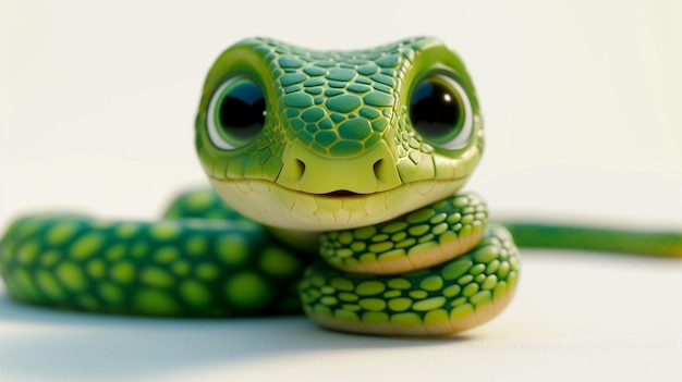Foto una serpiente verde sobre un fondo blanco