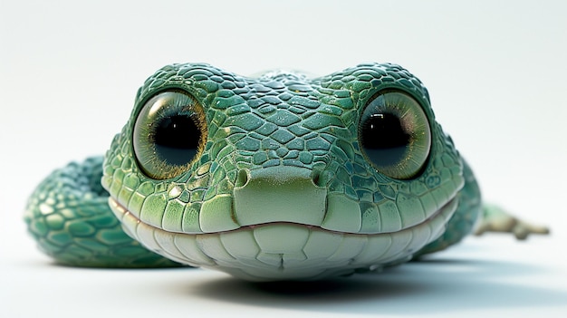 Foto una serpiente verde sobre un fondo blanco