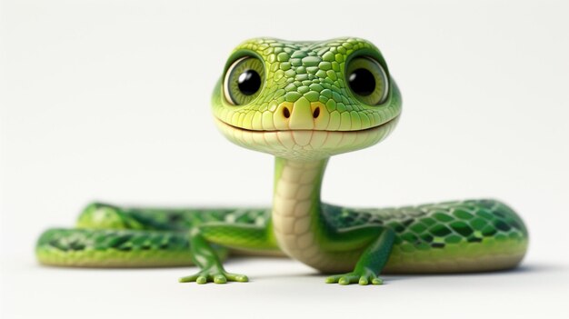 Una serpiente verde sobre un fondo blanco