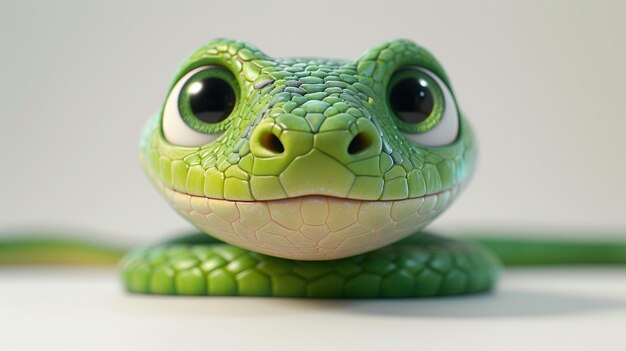 Una serpiente verde sobre un fondo blanco