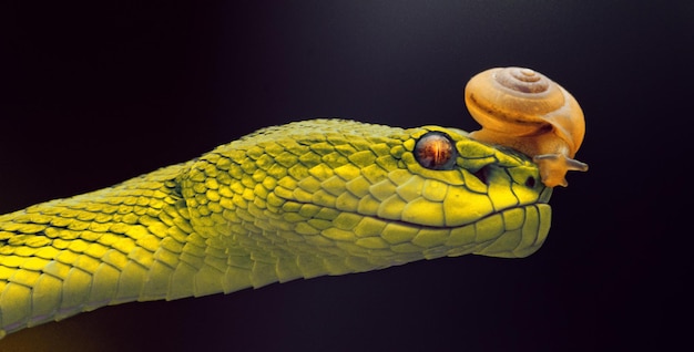 Serpiente víbora amarilla en primer plano