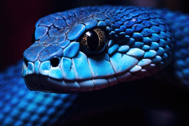 Serpiente víbora azul en primer plano