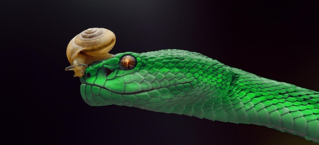 serpiente víbora verde en primer plano
