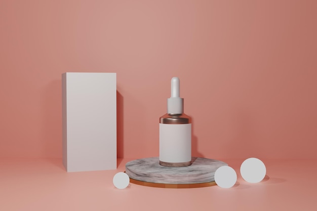 Foto serumflasche 3d-modell mit rosa hintergrund