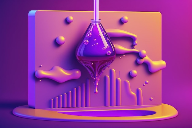 Serumpipettentropfen auf einem Banner auf neonviolettem Hintergrund