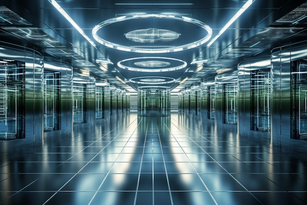Server-Racks für Rechenzentren veranschaulichen das Konzept von Big Data und Cloud Computing