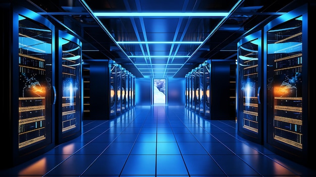 Serverraum-Bitcoin-Mining-SupercomputingErstellt mit generativer KI-Technologie