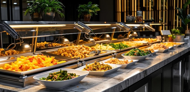 servicio de comida buffet en un negocio