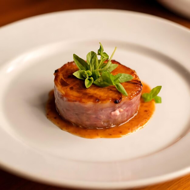 Foto servicio de comida de lujo plato principal servido en un restaurante o una cena formal incluso