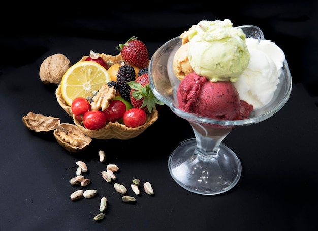 Servicio de copas tipo helado y comer en tiendas y cafés.