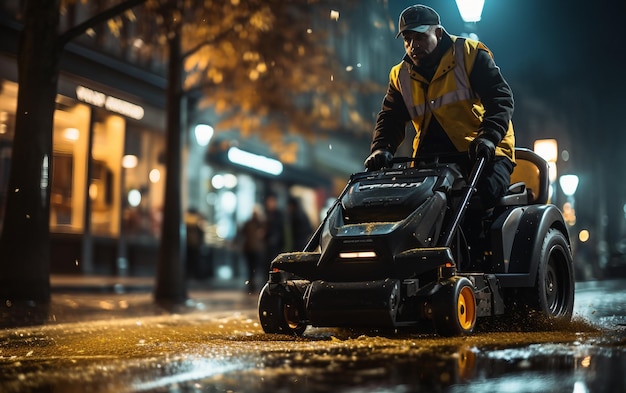 El servicio dedicado de un generador municipal de limpieza de calles por Ai