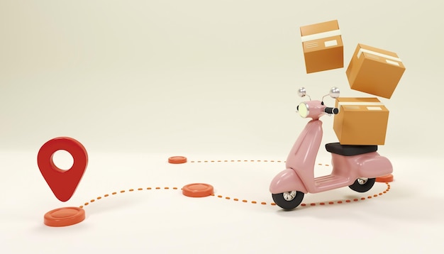 Servicio de entrega rápida con scooter y paquetes