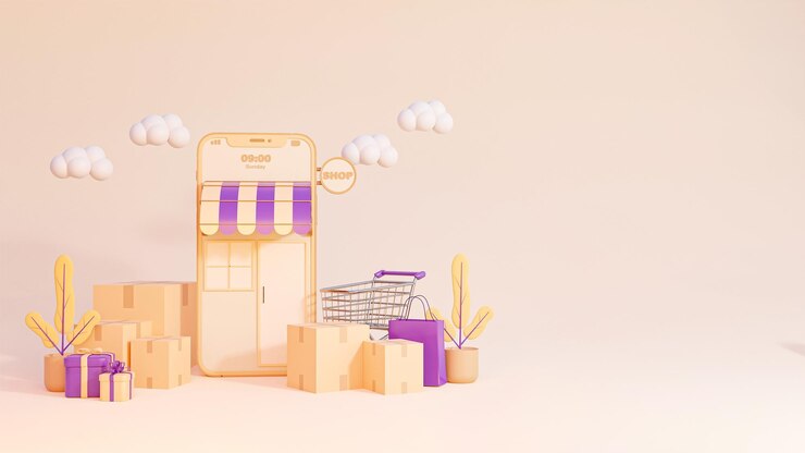 Servicio de entrega de transporte de concepto de compras representación 3d