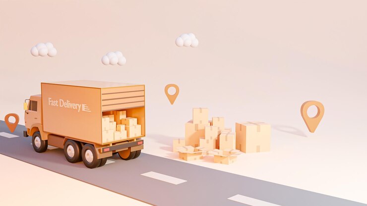 Servicio de entrega de transporte de concepto de compras representación 3d