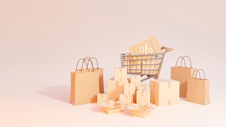 Servicio de entrega de transporte de concepto de compras representación 3d