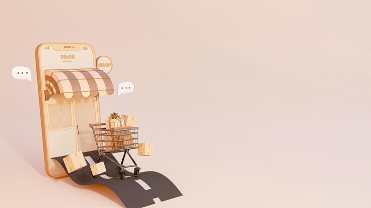 Servicio de entrega de transporte de concepto de compras representación 3d
