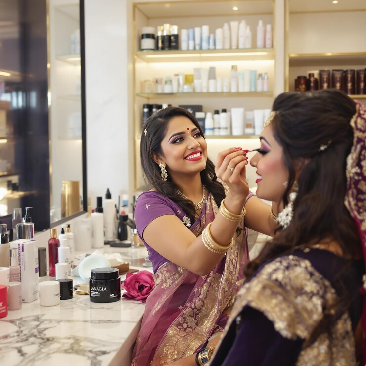 Servicio de maquillaje profesional con productos de belleza