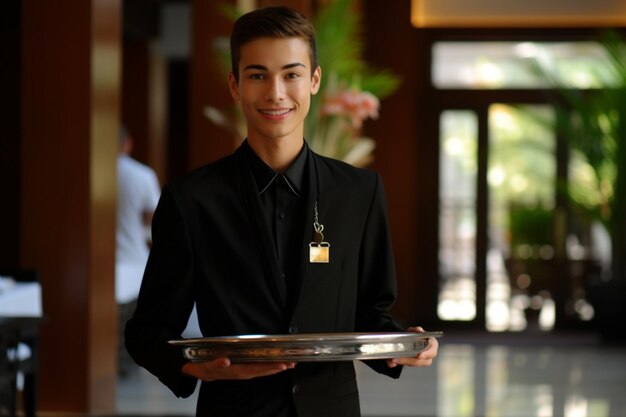 Foto el servicio con una sonrisa