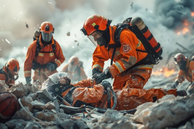 Foto servicios de rescate de emergencia prestados por profesionales uniformados