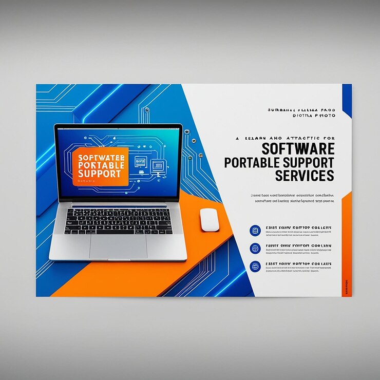 Foto servicios de soporte portátil de computadoras tecnalizadas folleto digital moderno