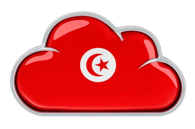 Serviço de armazenamento em nuvem na renderização 3D da Tunísia isolada em fundo branco