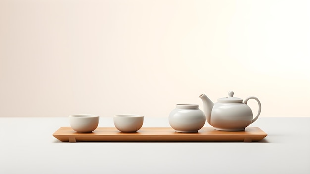 Serviço de chá tradicional com design minimalista