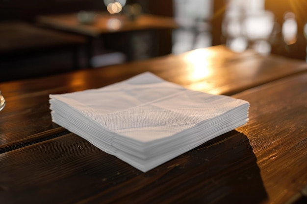 Foto serviço de guardanapo na mesa substituto de serviço de papel branco para cozinha de bar objeto único