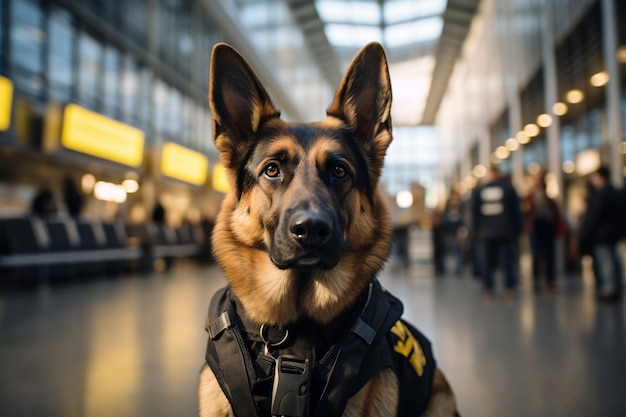 Serviço de pastor alemão e funções policiais no aeroporto AI