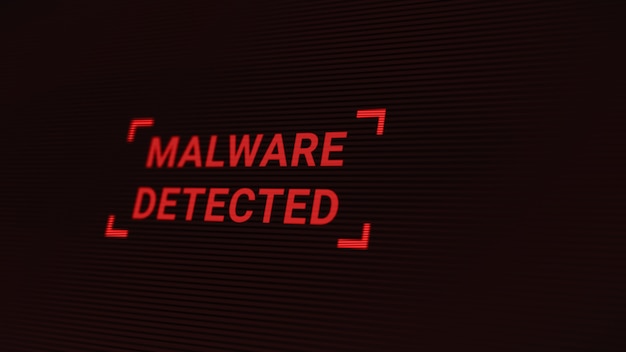 Foto el servidor de la computadora fue atacado con malware por un pirata informático, la pantalla de alerta de protección de seguridad del sistema de datos de red, las amenazas de ciberseguridad digital futurista, la ilustración 3d