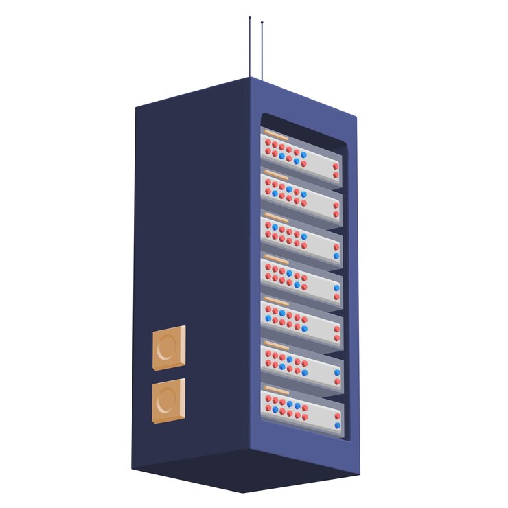 Foto servidor de red de datos en gabinete prueba de diagnóstico en la tecnología de la sala de computadoras