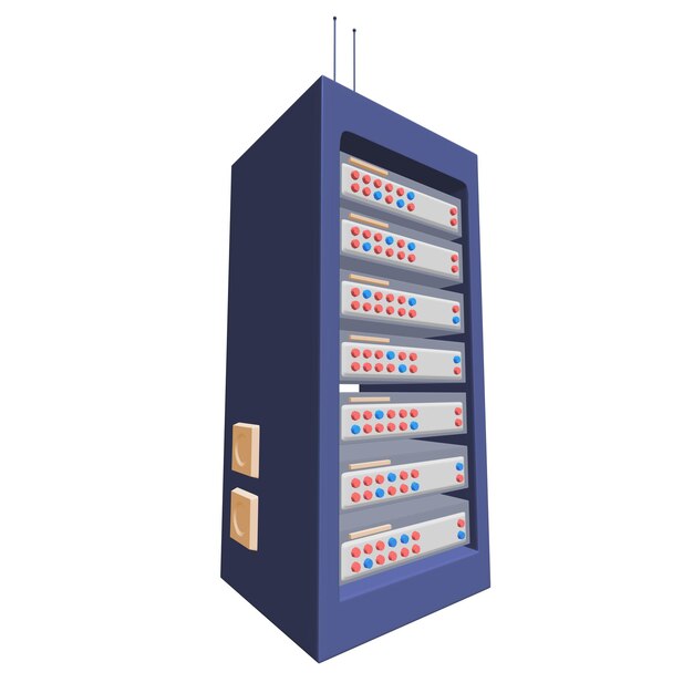 Servidor de red de datos en gabinete Prueba de diagnóstico en la tecnología de la sala de computadoras