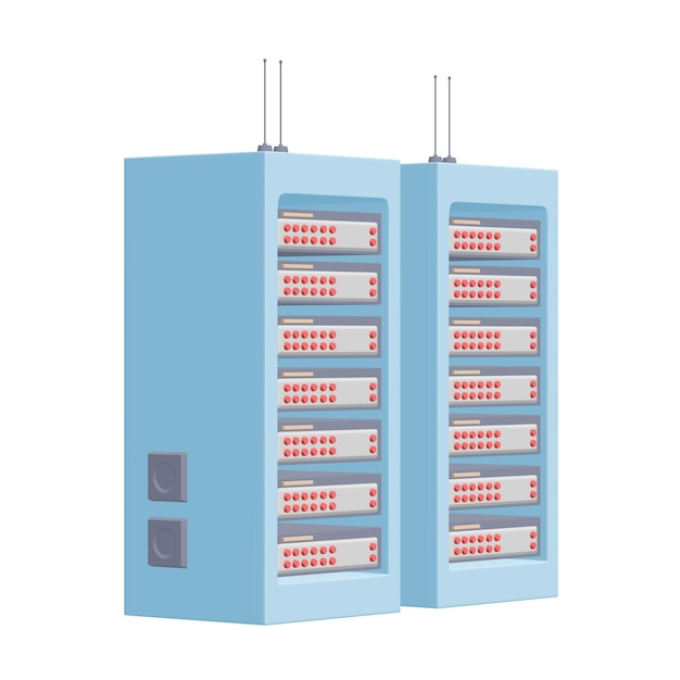 Servidor de red de datos en gabinete Prueba de diagnóstico en la tecnología de la sala de computadoras