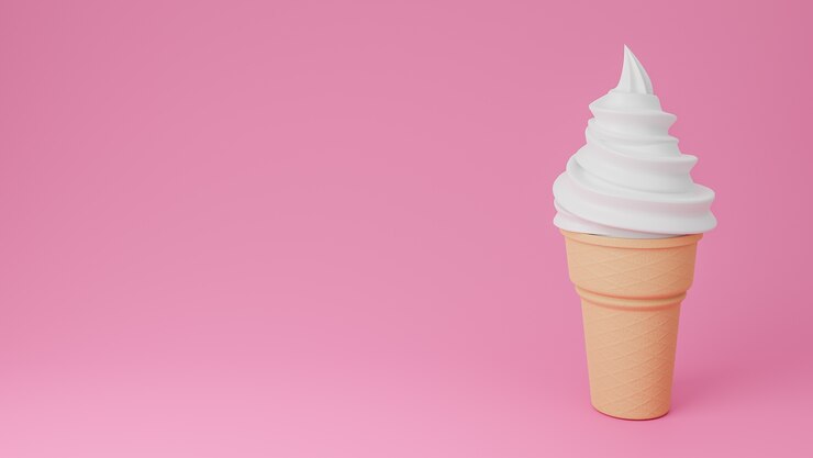 Servir helado suave de vainilla o leche en cono crujiente