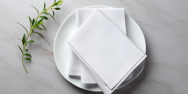 Foto servir servilletas plato gris claro fondo catálogo foto plano endecha blanco limpio restaurante