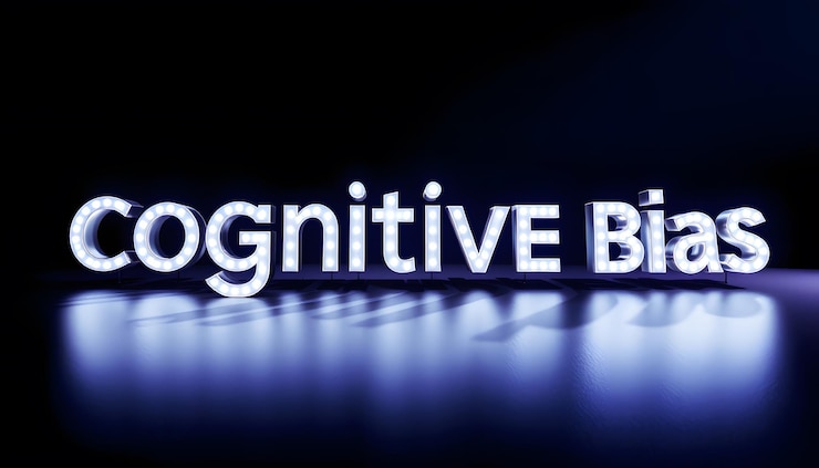 Foto el sesgo cognitivo se muestra en la foto utilizando el texto aislado con resaltos blancos