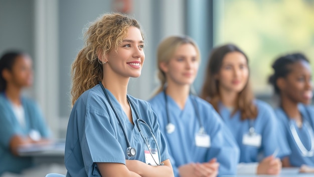 Sesión de estudio intensivo para jóvenes académicos médicos dedicados en la universidad