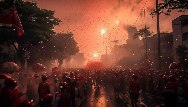 Sesión de fotografía feliz y celebración del día de la independencia de indonesia