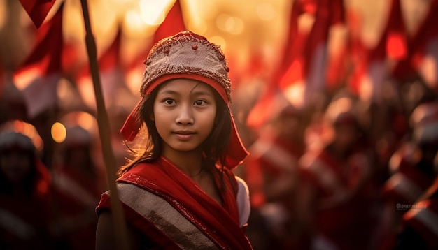 Foto sesión de fotografía feliz y celebración del día de la independencia de indonesia