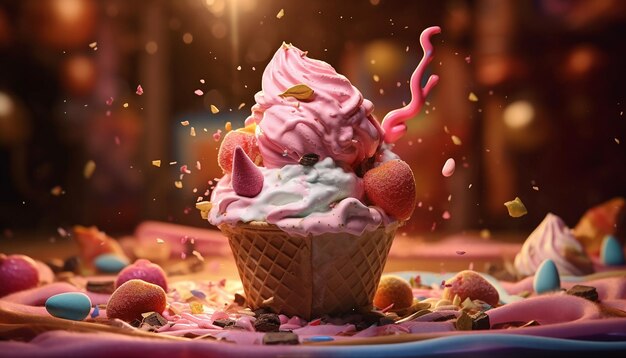 Sesión de fotos de anuncios de helados deliciosos Fotografía comercial