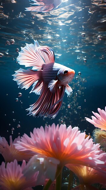 Sesión de fotos creativa de peces, flores y plantas acuáticas Aqua Beauty Shoot Agua limpia, grande, 4096 px