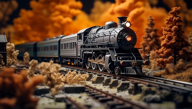 Sesión de fotos de diorama de ferrocarriles Modelo realista