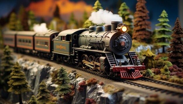 Sesión de fotos de diorama de ferrocarriles Modelo realista