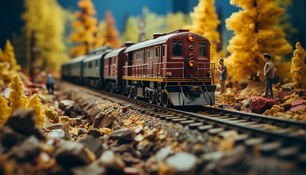 Sesión de fotos de diorama de ferrocarriles Modelo realista