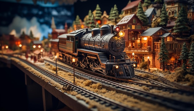 Sesión de fotos de diorama de ferrocarriles Modelo realista