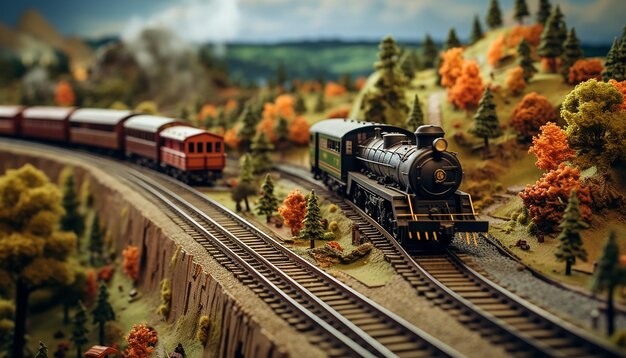 Sesión de fotos de diorama de ferrocarriles Modelo realista