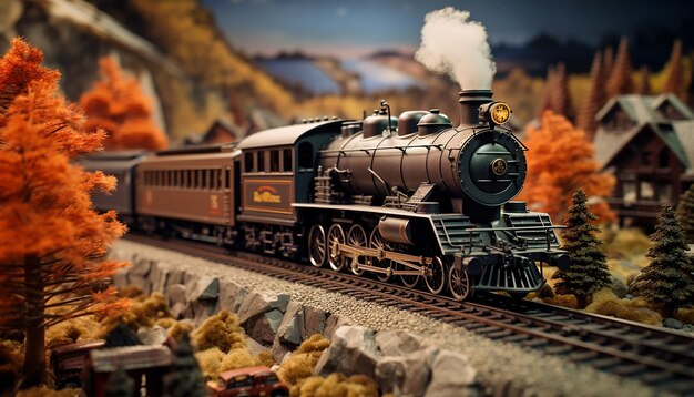 Sesión de fotos de diorama de ferrocarriles Modelo realista