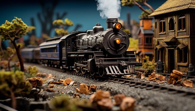 Sesión de fotos de diorama de ferrocarriles Modelo realista